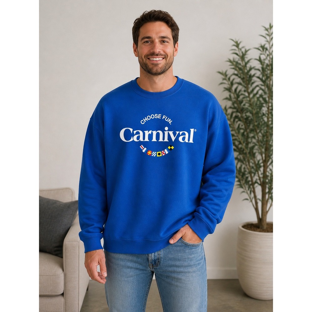 Carnival Sweatshirt Mens‎ XL Blue Choose Fun Nautical Graphic Pullover Souvenir